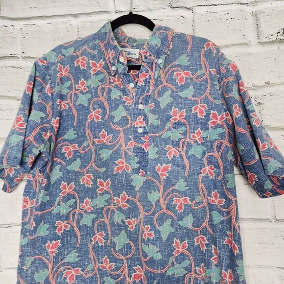 Reyn Spooner Men's Blue Chambray Short Sleeve Hawaiian Shirt Reverse Print XL - Picture 2 of 11